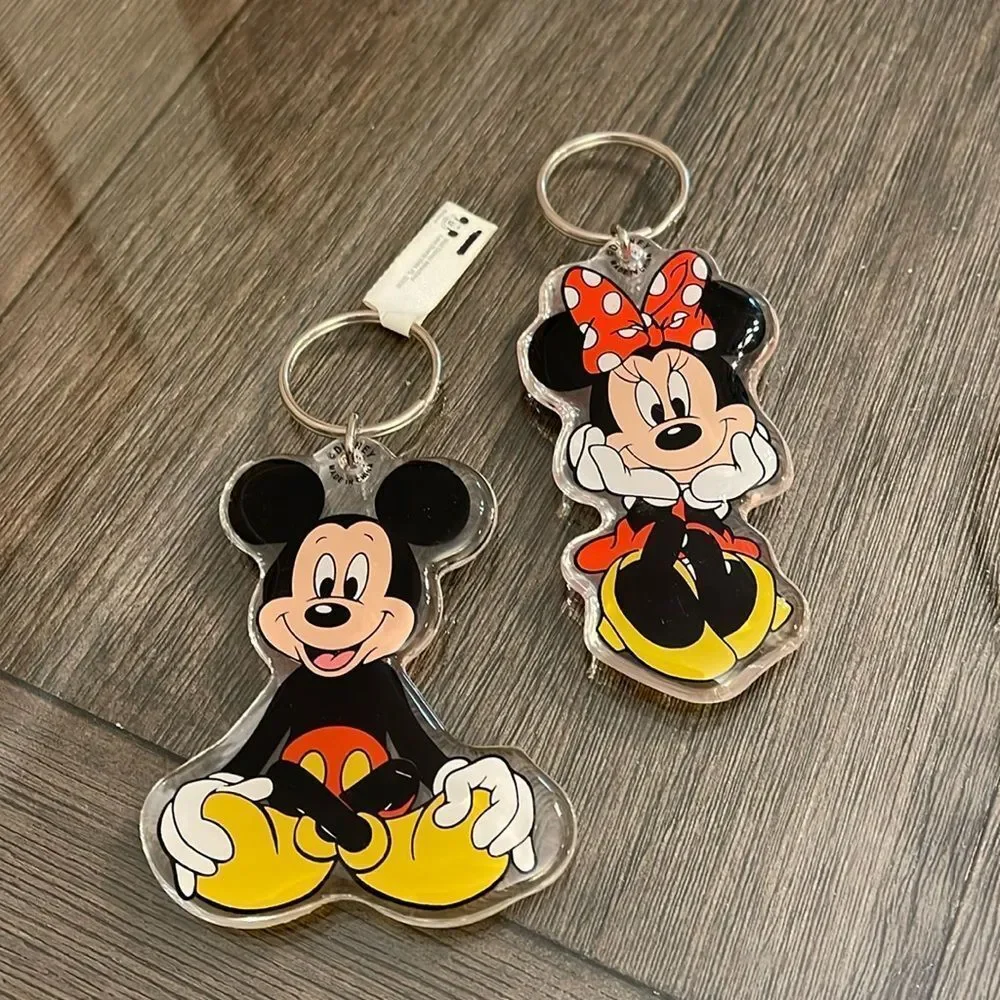Vtg 80s Walt Disney World Disneyland Mickey & Minnie Mouse Keychains 4